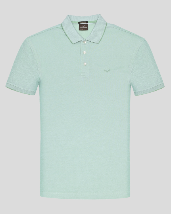 ПОЛО ТЕНИСКА ОТ ДВОЙНО МЕРСЕРИЗИРАН ПАМУК В ЦВЯТ МИНТ И БЯЛ МЕЛАНЖ 