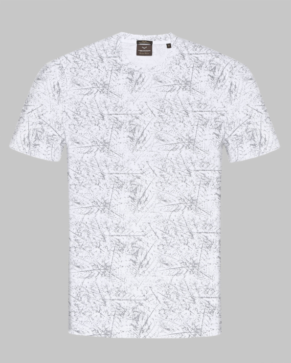 БЯЛА ТЕНИСКА С КОНТРАСТЕН АРТ ПРИНТ ОТ ДВОЙНО МЕРСЕРИЗИРАН ПАМУК