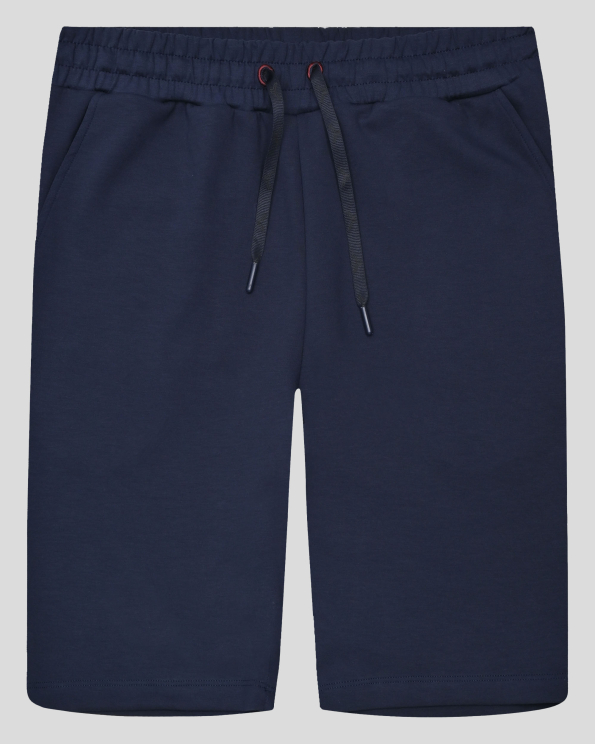 ТЪМНОСИНИ БЕРМУДИ ТРИКО С ЕФЕКТЕН ПРИНТ НА ЗАДЕН ДЖОБ