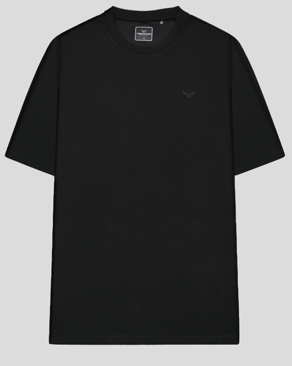 ЧЕРНА ОВЪРСАЙЗ ТЕНИСКА С ЕФЕКТЕН ПРИНТ НА ГЪРБА