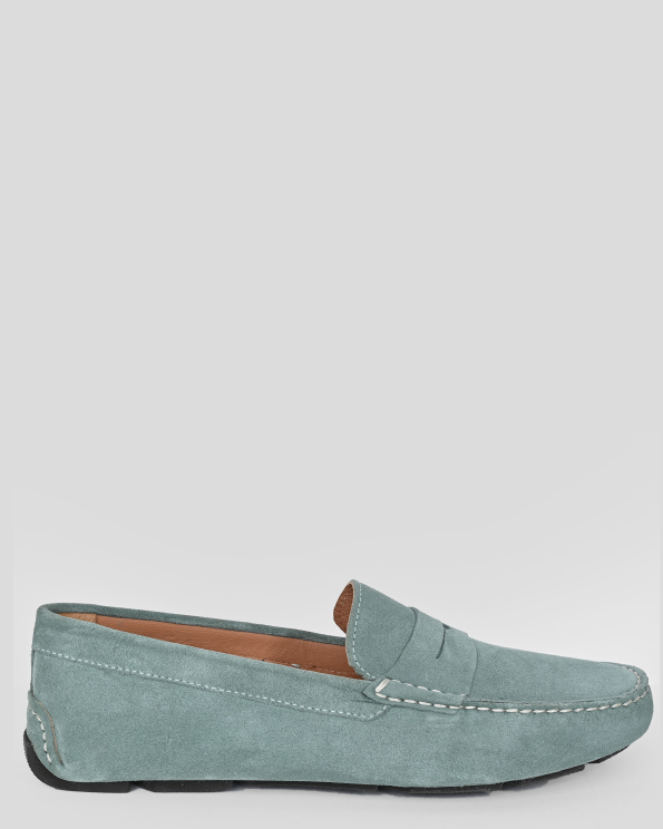 ЗЕЛЕНИ МОКАСИНИ ОТ ЕСТЕСТВЕН ВЕЛУР С ТОНАЛЕН ДЕКОРАТИВЕН ЕЛЕМЕНТ