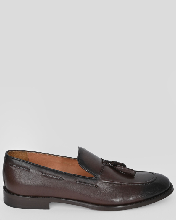 КАФЯВИ МОКАСИНИ ОТ ГЛАДКА КОЖА С ПИСКЮЛ