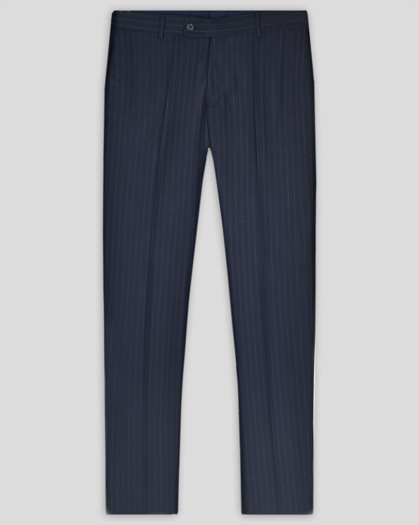 ТЪМНОСИН КЛАСИЧЕСКИ ПАНТАЛОН В РАЙЕ ВТАЛЕН СИЛУЕТ/ЧАСТ ОТ КОСТЮМ/