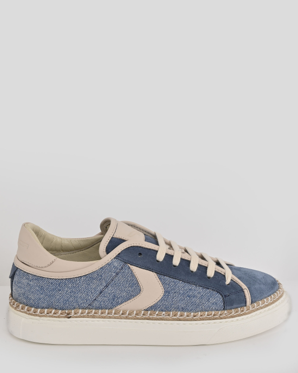 КЕЦОВЕ ОТ ВЕЛУР, ГЛАДКА КОЖА  И ТЕКСТИЛ В ДЕНИМ СИНЬО И БЕЖОВО