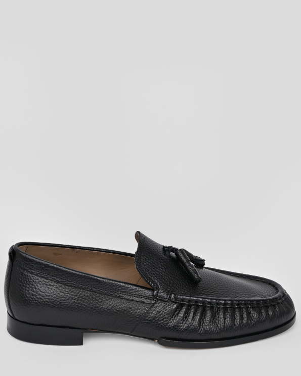 ЧЕРНИ  МОКАСИНИ С ПИСКЮЛ ОТ ШАГРЕНИРАНА КОЖА