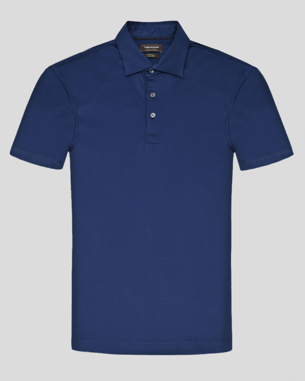 ЛУКСОЗНА ТЕНИСКА ОТ ДВОЙНО МЕРСЕРИЗИРАН ПАМУК В ЦВЯТ СИН ПАРЛАМЕНТ 