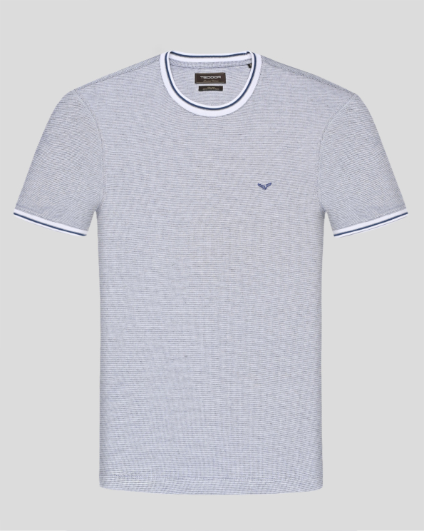 ТЕНИСКА ОТ ДВОЙНО МЕРСЕРИЗИРАН ЕГИПЕТСКИ ПАМУК  В СИН И БЯЛ МЕЛАНЖ