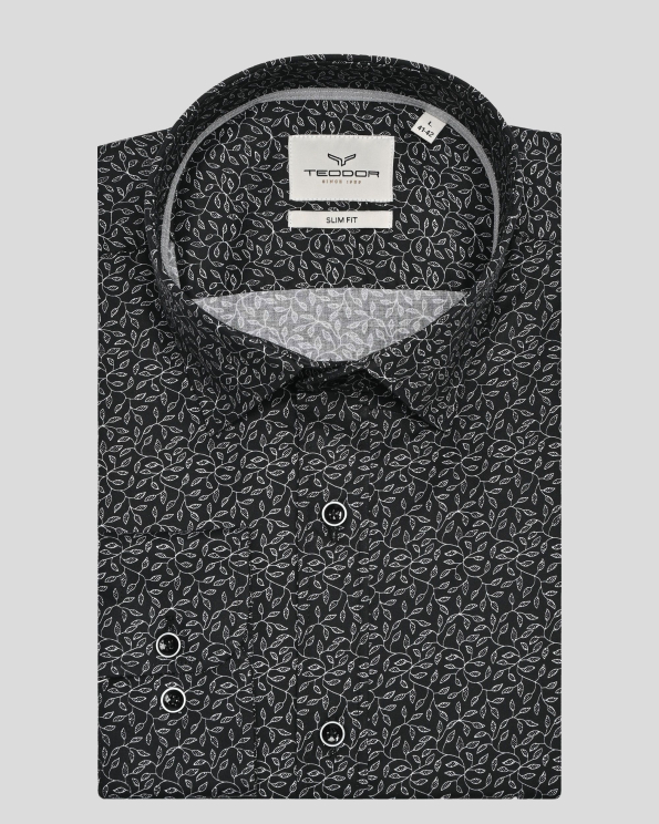 ЧЕРНА РИЗА В КОНТРАСТЕН ДЕСЕН С ФЛОРАЛНИ ЕЛЕМЕНТИ