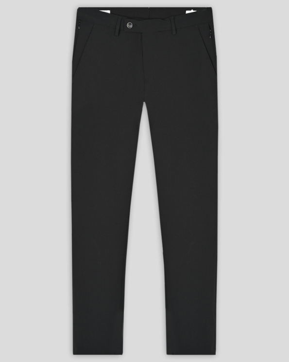 ЧЕРЕН ЧИНО ПАНТАЛОН СИЛНО ВТАЛЕН СИЛУЕТ С ЦИПОВЕ НА КРАЧОЛИТЕ