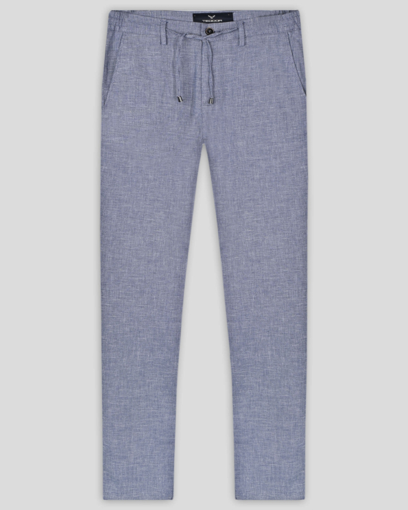 СИН ПАНТАЛОН МЕЛАНЖ С ИТАЛИАНСКИ ДЖОБ И ЛОГО СВОБОДЕН СИЛУЕТ