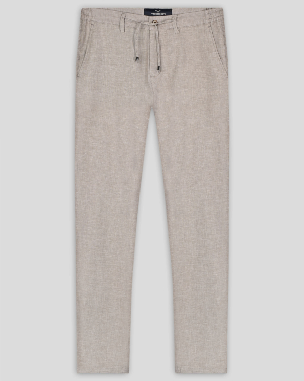 СВЕТЛОКАФЯВ ПАНТАЛОН МЕЛАНЖ С ИТАЛИАНСКИ ДЖОБ И ВРЪЗКИ