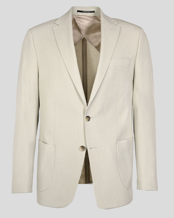 БЕЖОВО КЛАСИЧЕСКО САКО МЕЛАНЖ С ВЪНШНИ ДЖОБОВЕ /ЧАСТ ОТ КОСТЮМ/