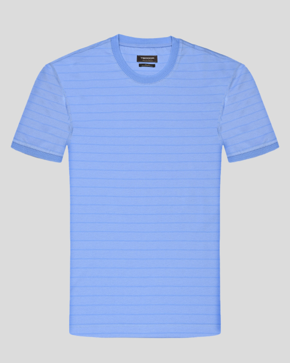 СИНЯ ТЕНИСКА МЕЛАНЖ  В ТОНАЛЕН РИНГЕЛ ОТ ДВОЙНО МЕРСЕРИЗИРАН ПАМУК 