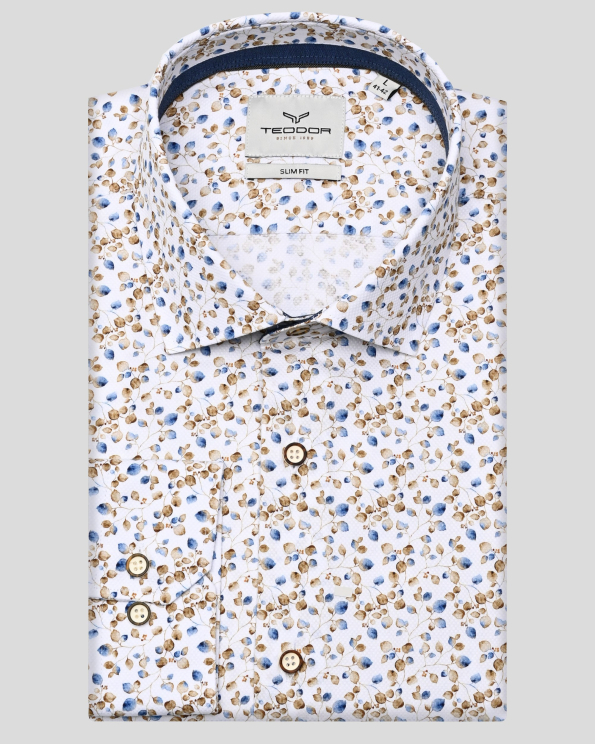 БЯЛА СТРУКТУРНА РИЗА В КОНТРАСТЕН ФЛОРАЛЕН ДЕСЕН