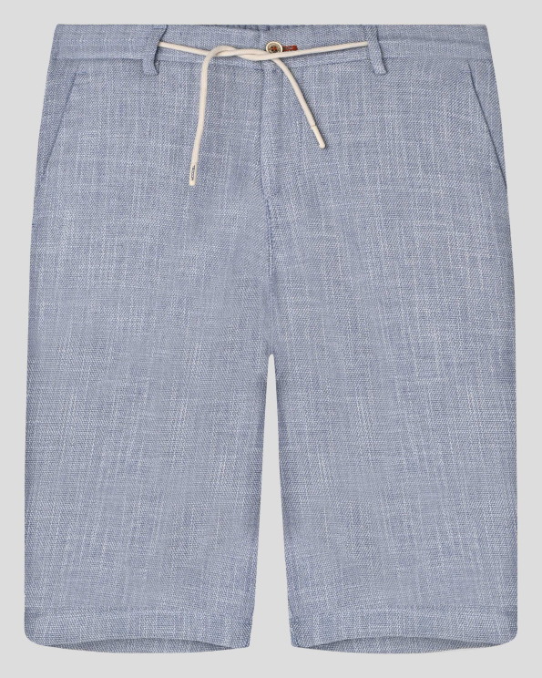 БЕРМУДИ ОТ ПАМУК И ЛЕН В СИН И БЯЛ  МЕЛАНЖ 