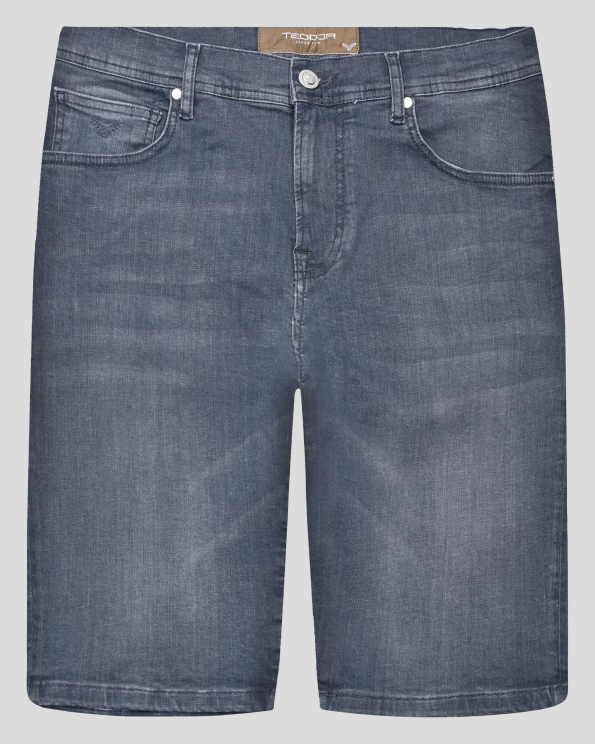 СИВИ ДЪНКОВИ БЕРМУДИ С 5 ДЖОБА И КОЖЕНА ЛОГО ЕМБЛЕМА 