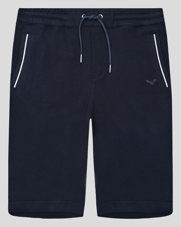 ТЪМНОСИНИ СТРУКТУРНИ БЕРМУДИ ТРИКО С РЕГУЛИРАЩИ ВРЪЗКИ