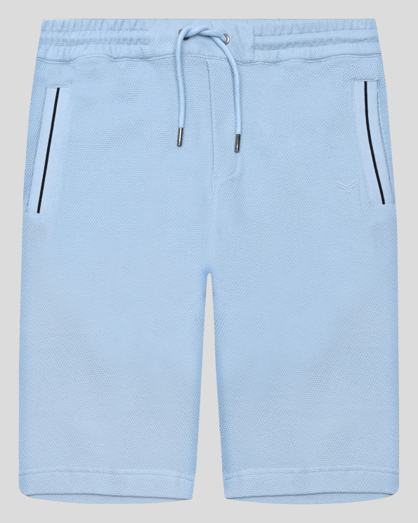 СВЕТЛОСИНИ БЕРМУДИ ТРИКО С РЕГУЛИРАЩИ ВРЪЗКИ И ГУМИРАНО ЛОГО