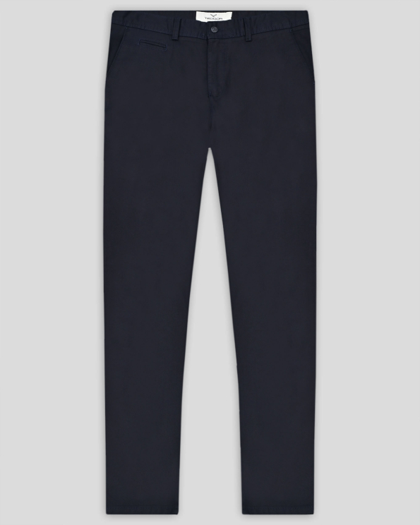 ТЪМНОСИН ЧИНО ПАНТЛОН С МЕТАЛНО ЛОГО /ЧАСТ ОТ КОСТЮМ/