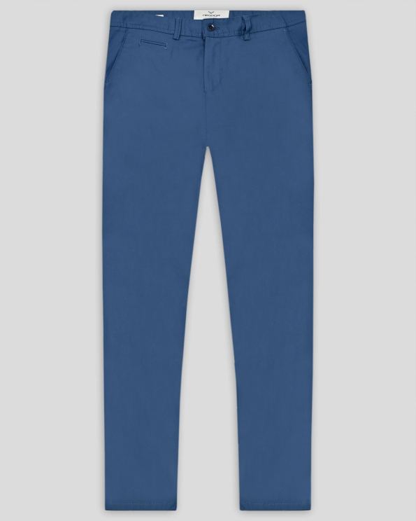 ЧИНО ПАНТАЛОН С ДВОЙНИ ФИЛЕТКИ И ЛОГО В ЦВЯТ ПЕТРОЛ /ЧАСТ ОТ КОСТЮМ/