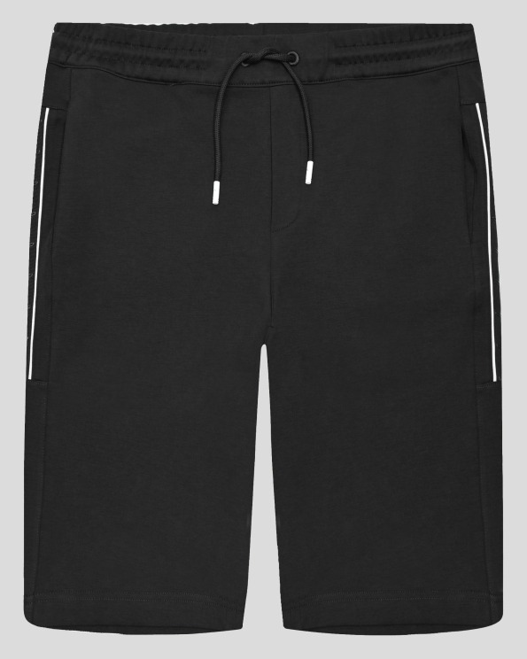 ЧЕРНИ БЕРМУДИ ОТ ВИСОКОКАЧЕСТВЕН ПАМУК SUPIMA С ВРЪЗКИ И ЛОГО