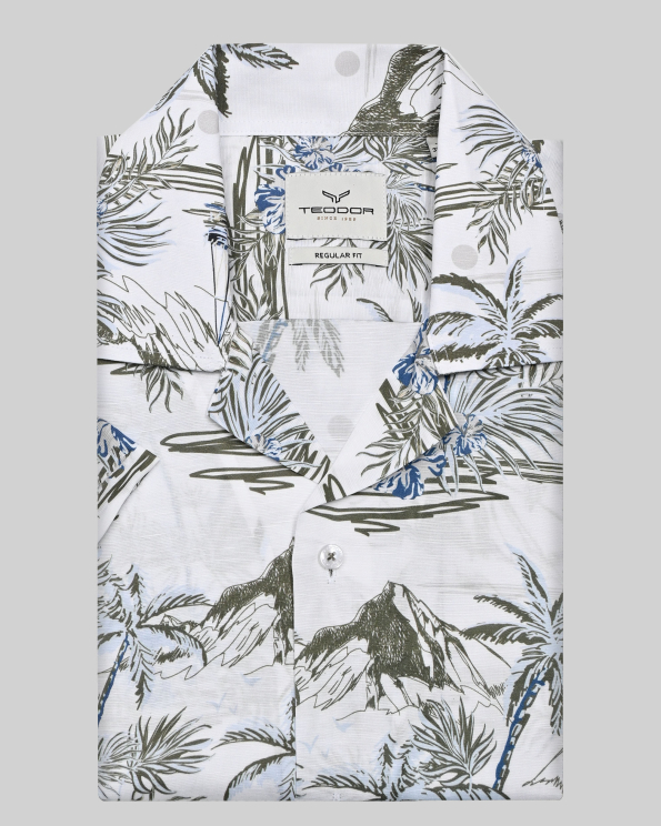 БЯЛА РИЗА ТИП ХАВАЙСКА С КОНТРАСТЕН АРТ ПРИНТ