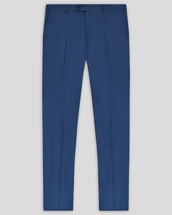 СИН МЕЛАНЖИРАН КЛАСИЧЕСКИ ПАНТАЛОН С ДВОЙНИ ФИЛЕТКИ /ЧАСТ ОТ КОСТЮМ/