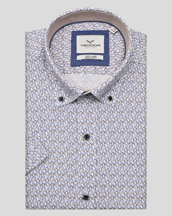 БЕЖОВА ЛЕНЕНА РИЗА В КОНТРАСТЕН ДЕСЕН С ПЕЙСЛИ МОТИВИ