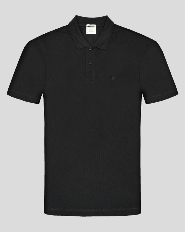 ЧЕРНА ПОЛО ТЕНИСКА ОТ ВИСОКОКАЧЕСТВЕН ПАМУК SUPIMA С ЛОГО