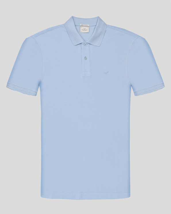 СВЕТЛОСИНЯ СТРУКТУРНА ТЕНИСКА ОТ ВИСОКОКАЧЕСТВЕН ПАМУК SUPIMA