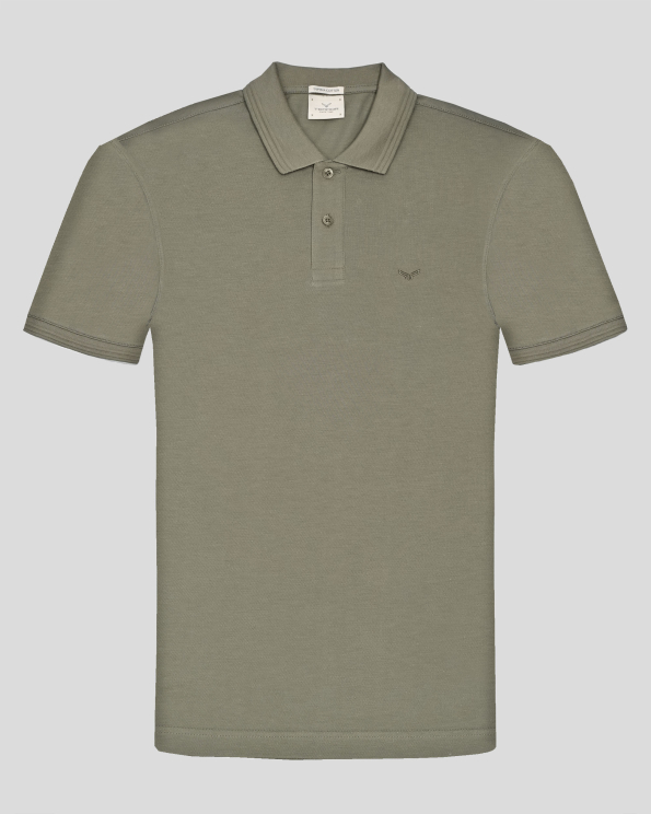  ПОЛО ТЕНИСКА ОТ ВИСОКОКАЧЕСТВЕН ПАМУК SUPIMA В ЦВЯТ КАКИ