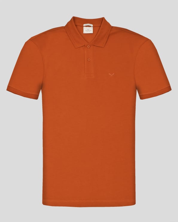  ОРАНЖЕВА ПОЛО ТЕНИСКА ОТ ВИСОКОКАЧЕСТВЕН ПАМУК SUPIMA С ЛОГО