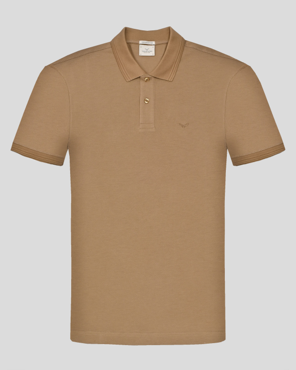  ПОЛО ТЕНИСКА ОТ ВИСОКОКАЧЕСТВЕН ПАМУК SUPIMA В ЦВЯТ КАМЕЛ