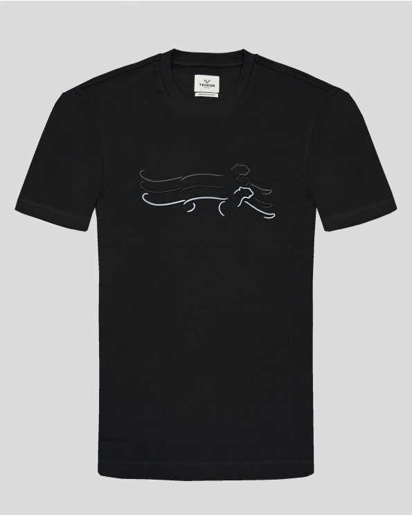 ЧЕРНА ТЕНИСКА ОТ PREMIUM ПАМУК С КОНТРАСТЕН ГУМИРАН ПРИНТ ПАНТЕРА 