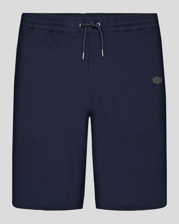 ТЪМНОСИНИ БЕРМУДИ ОТ PREMIUM ПАМУК С ГУМИРАНО ЛОГО