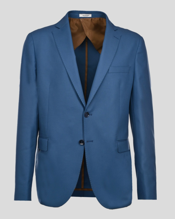 ВТАЛЕН СПОРТНО-ЕЛЕГАНТЕН КОСТЮМ С ДВА ШЛИЦА И ПОЛУХАСТАР В ЦВЯТ ПЕТРОЛ