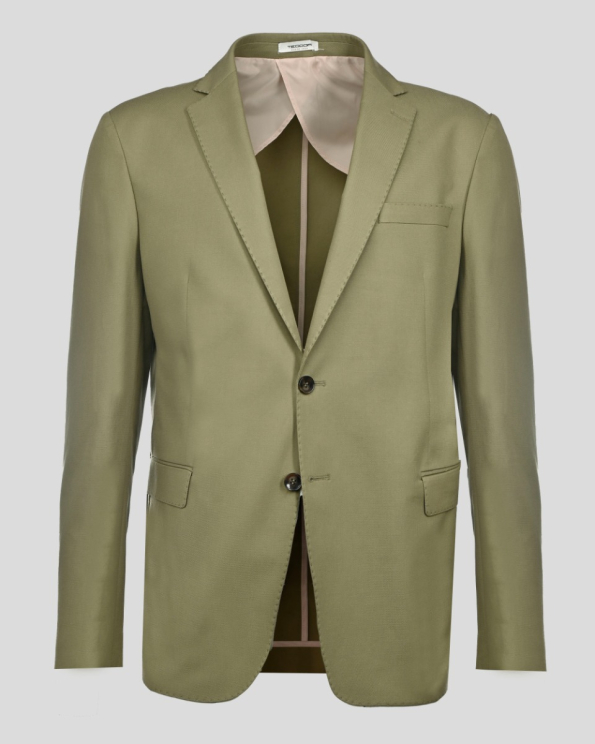 СПОРТНО-ЕЛЕГАНТЕН КОСТЮМ СЪС СВАЛЕН РЕВЕР И ДЖОБОВЕ С КАПАК В ЦВЯТ КАКИ