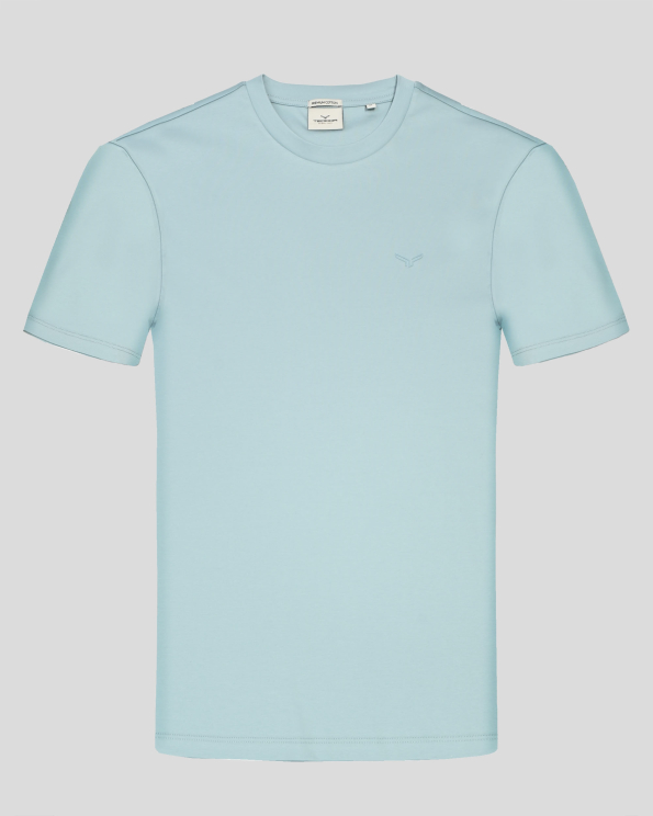  ТЕНИСКА  ОТ PREMIUM ПАМУК С ГУМИРАНО  ЛОГО В ЦВЯТ ПАСТЕЛЕН ТЮРКОАЗ