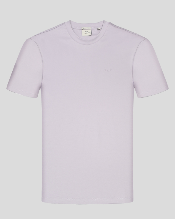  СВЕТЛОЛИЛАВА ТЕНИСКА  ОТ PREMIUM ПАМУК С ОБЛО ДЕКОЛТЕ И ЛОГО