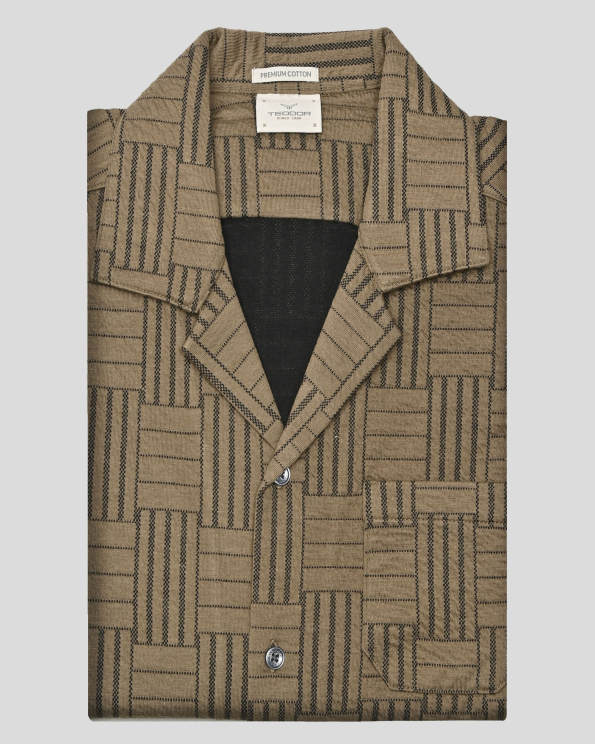  ДВУЦВЕТНА РИЗА С КЪС РЪКАВ ОТ PREMIUM ТРИКО В КАФЯВО И ТЪМНОКАФЯВО 