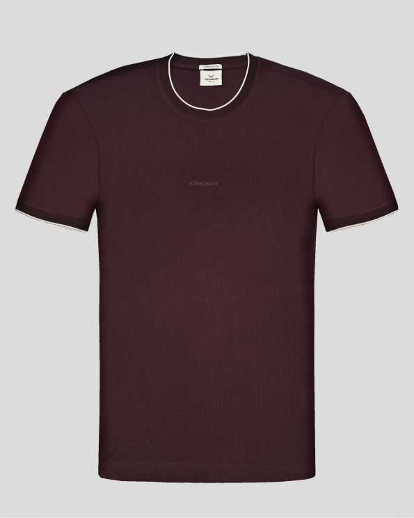 ТЕНИСКА С ОБЛО ДЕКОЛТЕ  ОТ ВИСОКОКАЧЕСТВЕН ПАМУК SUPIMA В БОРДО