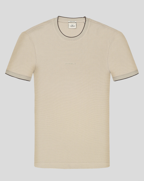 БЕЖОВА ТЕНИСКА С ОБЛО ДЕКОЛТЕ  ОТ ВИСОКОКАЧЕСТВЕН ПАМУК SUPIMA