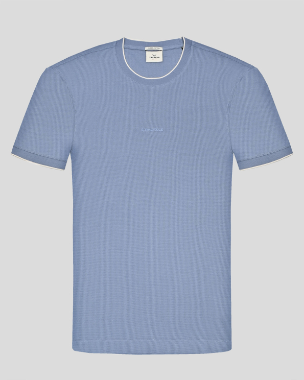 ВИОЛЕТОВО СИНЯ ТЕНИСКА С ОБЛО ДЕКОЛТЕ  ОТ ВИСОКОКАЧЕСТВЕН ПАМУК SUPIMA