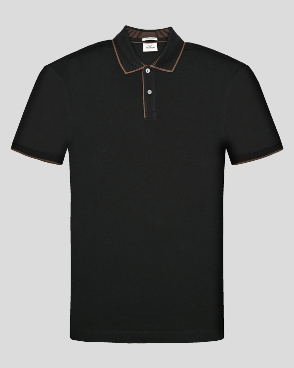 ЧЕРНА ТЕНИСКА С ПОЛО ЯКА ОТ ВИСОКОКАЧЕСТВЕН ПАМУК SUPIMA