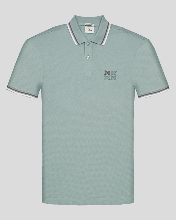 ТЕНИСКА ОТ PREMIUM ПАМУК С БРОДЕРИЯ И КОНТРАСТНА ДЕСЕНАЦИЯ В ЦВЯТ МИНТ