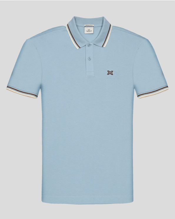 СВЕТЛОСИНЯ ТЕНИСКА ОТ PREMIUM ПАМУК С БРОДЕРИЯ И КОНТРАСТНА ДЕСЕНАЦИЯ