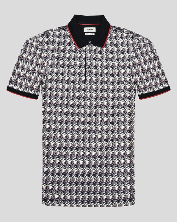 МНОГОЦВЕТНА ПОЛО ТЕНИСКА ОТ PREMIUM ПАМУК С ЕФЕКТЕН ПРИНТ И ДЕСЕНАЦИИ