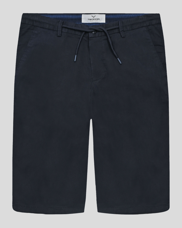 ТЪМНОСИНИ БЕРМУДИ С ИТАЛИАНСКИ ДЖОБ  И ЛАСТИК НА КОЛАНА