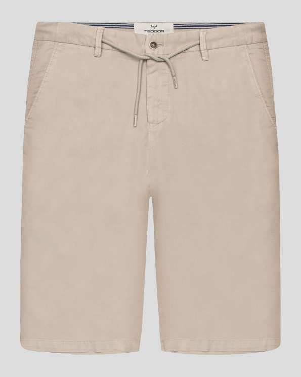 БЕЖОВИ БЕРМУДИ С ЛАСТИК НА КОЛАНА И ИТАЛИАНСКИ ДЖОБОВЕ