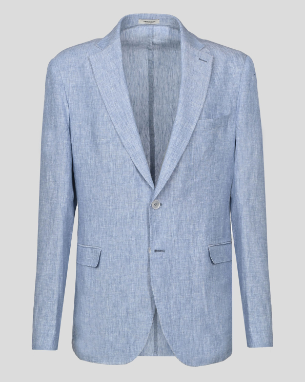 СВЕТЛОСИНЬО ОЛЕКОТЕНО САКО МЕЛАНЖ БЕЗ ХАСТАР ОТ 100% ЛЕН 